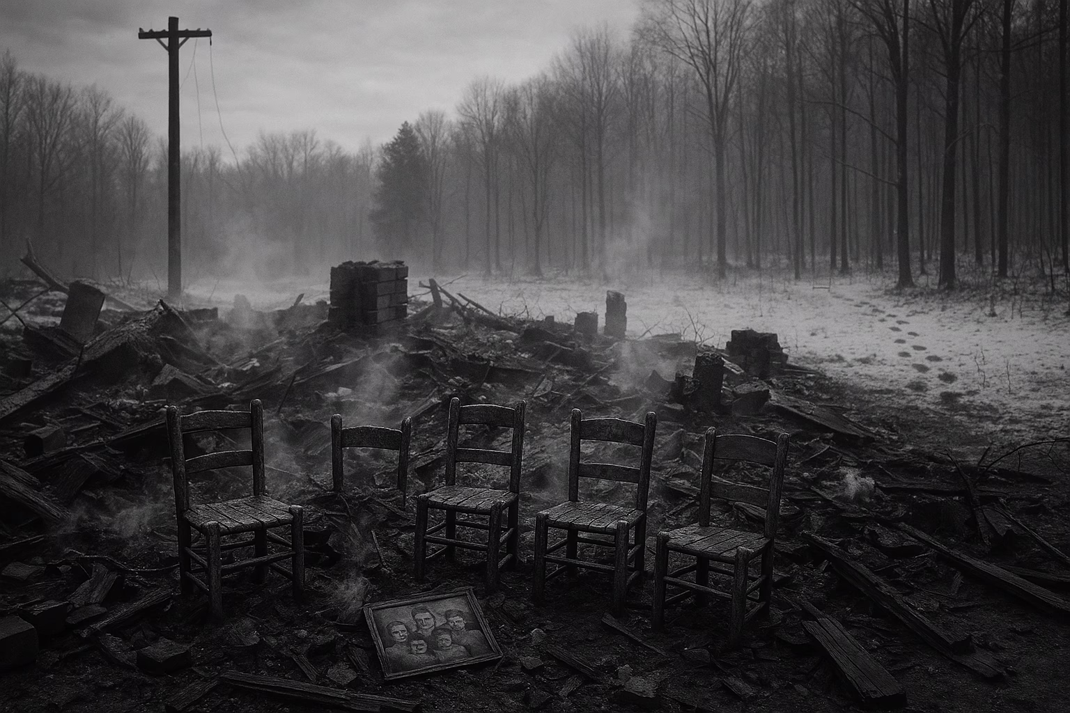 remnants of the Sodder family home on Christmas morning